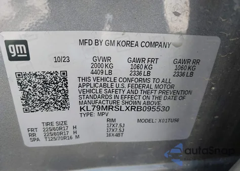 2024 Chevrolet Trailblazer Awd Lt from USA, damaged, VIN KL79MRSLXRB095530